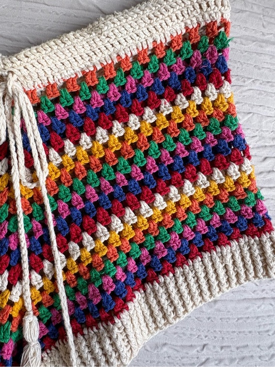Handmade Pants - Handmade Crochet Rainbow Drawstring Skorts